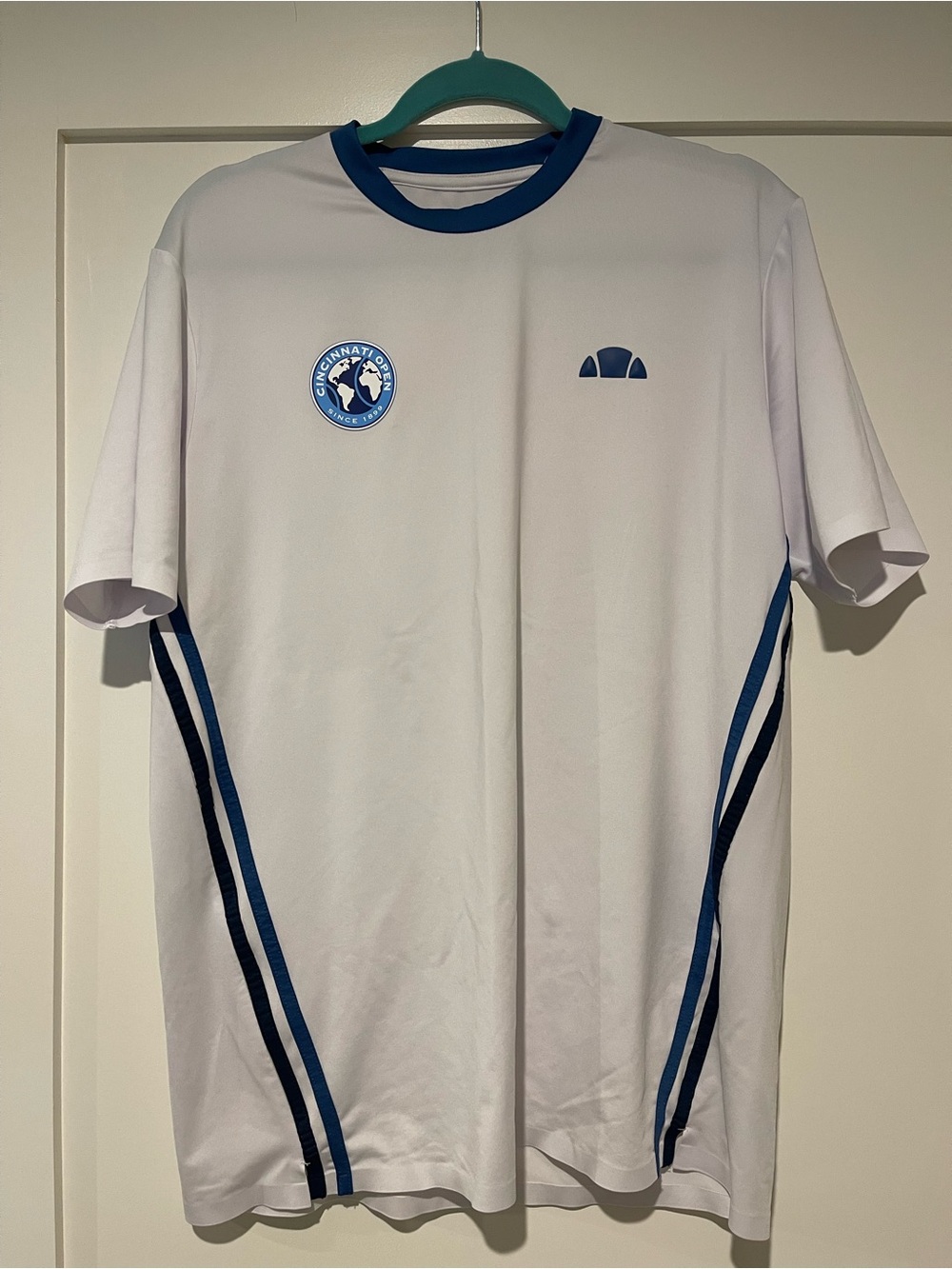 Ellesse White Short Sleeve Tee with Blue Trim